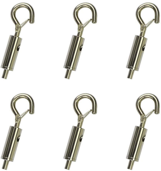 YQL Portable Hook & Eye Turnbuckle Tension for 1/16-3/32 Galvanized /304/316 Stainless Steel Cable Guide Wire Rope light hanging Suspension Accessories Pack-6