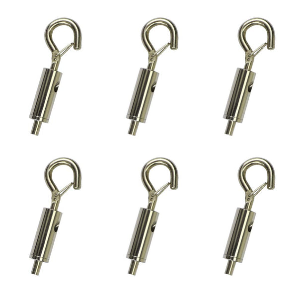 YQL Portable Hook & Eye Turnbuckle Tension for 1/16-3/32 Galvanized /304/316 Stainless Steel Cable Guide Wire Rope light hanging Suspension Accessories Pack-6