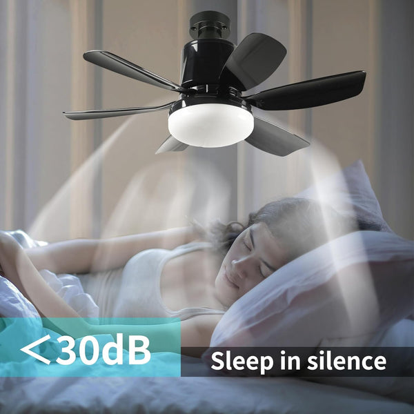 Socket Ceiling Fan Light - Screw in Fan and Bulb Combo 20 inch 40W 3000-6500K with Remote Black