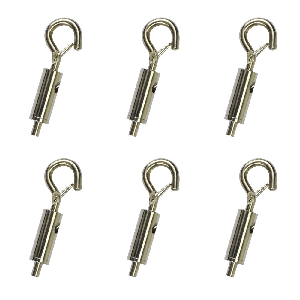 YQL Portable Hook & Eye Turnbuckle Tension for 1/16-3/32 Galvanized /304/316 Stainless Steel Cable Guide Wire Rope light hanging Suspension Accessories Pack-6