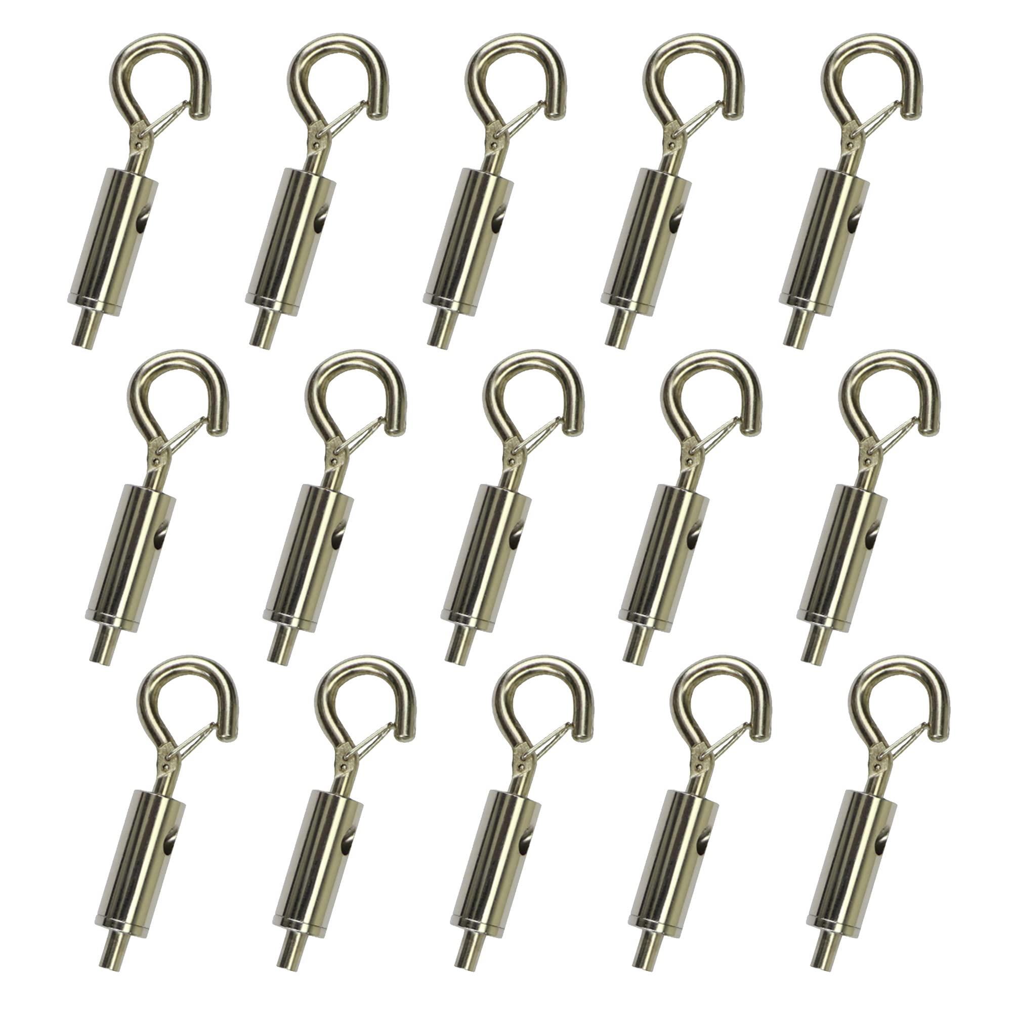 YQL Portable Hook & Eye Turnbuckle Tension for 1/16-3/32 Galvanized /304/316 Stainless Steel Cable Guide Wire Rope Light Hanging Suspension Accessories Pack-15