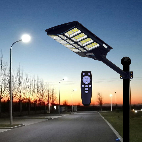 YQL Solar Street Light Outdoor 1800W Parking lot Light Waterproof Dusk to Dawn Motio Sensor Large Big Bright Commercial Solar Powered Ligth White for Outside